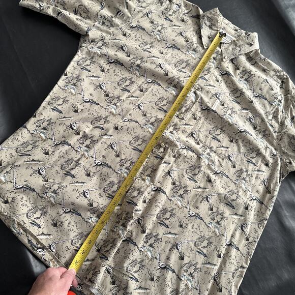 Columbia Men's XXL River Lodge Camo Fish Print Short Sleeve Button Shirt - Picture 5 of 7
